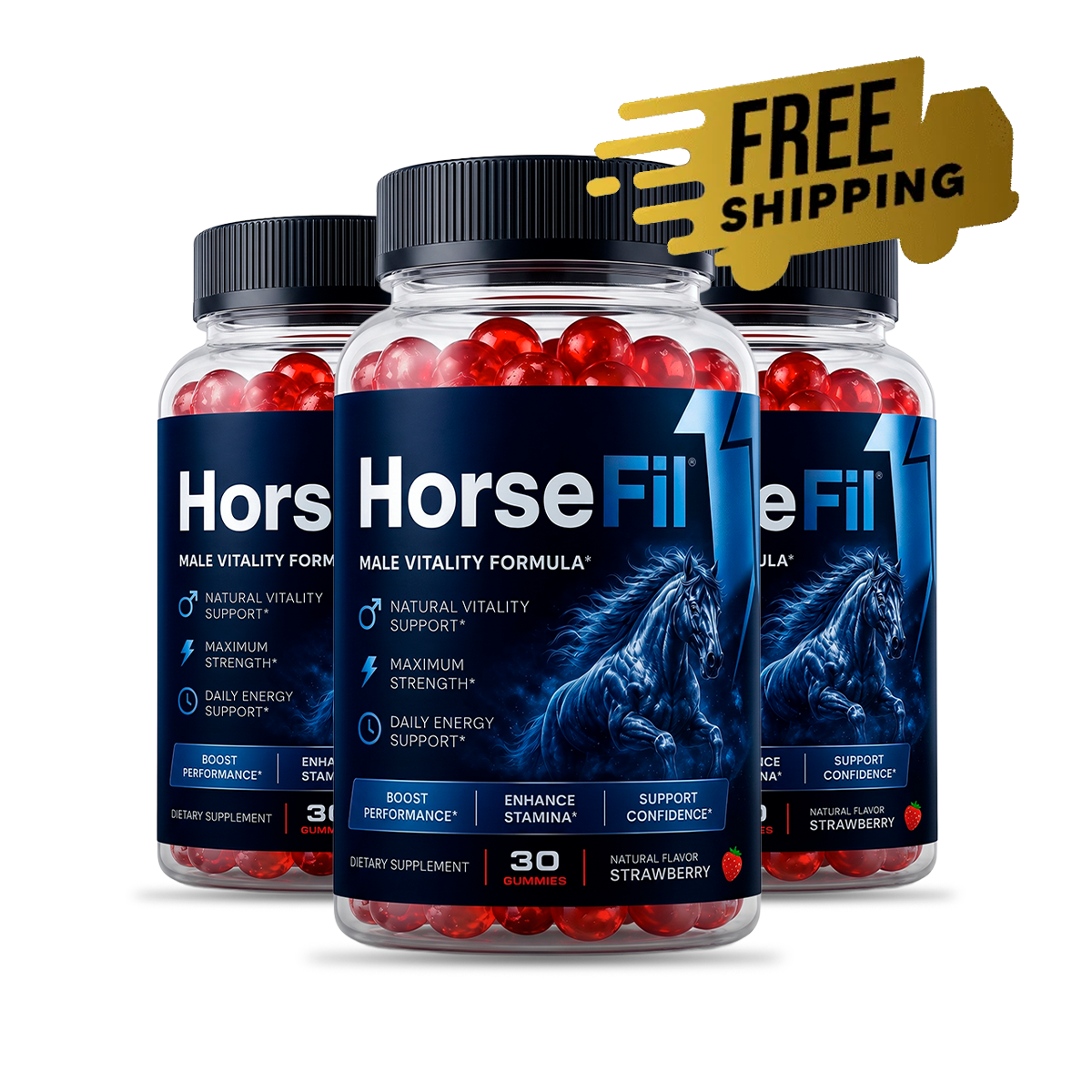HorseFil men's vitality gummy, three bottles